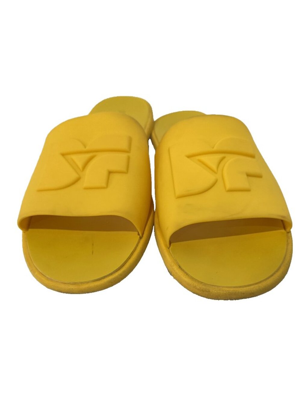 Diane Von Furstenberg "Kellan" Yellow Rubber Slide Sandals Logo 38 Euro 8M US